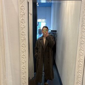 H&M Dark Brown Double-Breasted Trench Coat